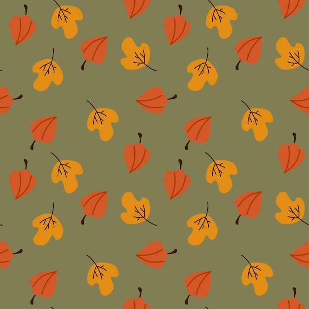 Patrón sin fisuras con hojas de otoño Ilustración de vector dibujado a mano