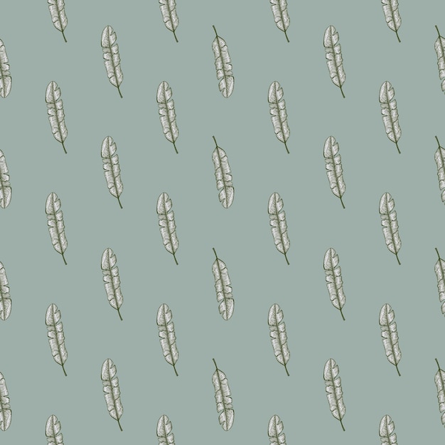 Patrón sin fisuras de hojas de plátanoRama tropical vintage en estilo de grabado