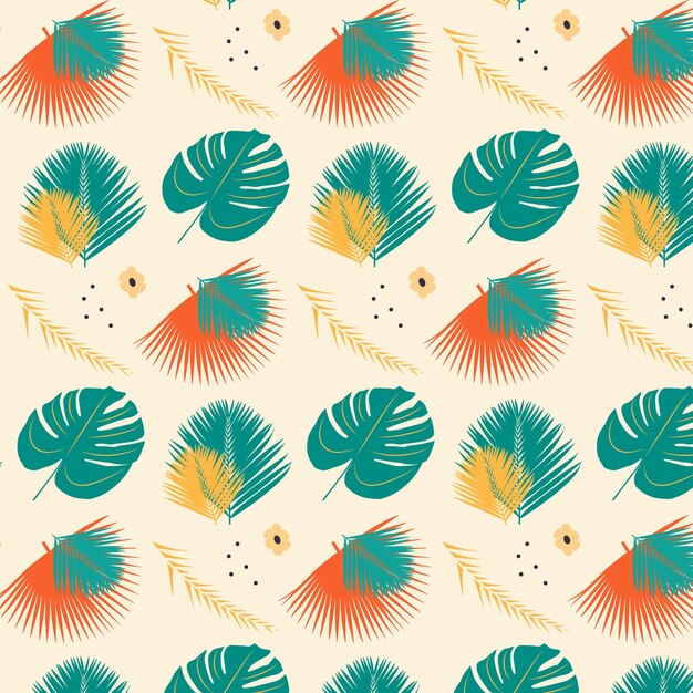 Patrón sin fisuras con hojas tropicales ilustración vectorial
