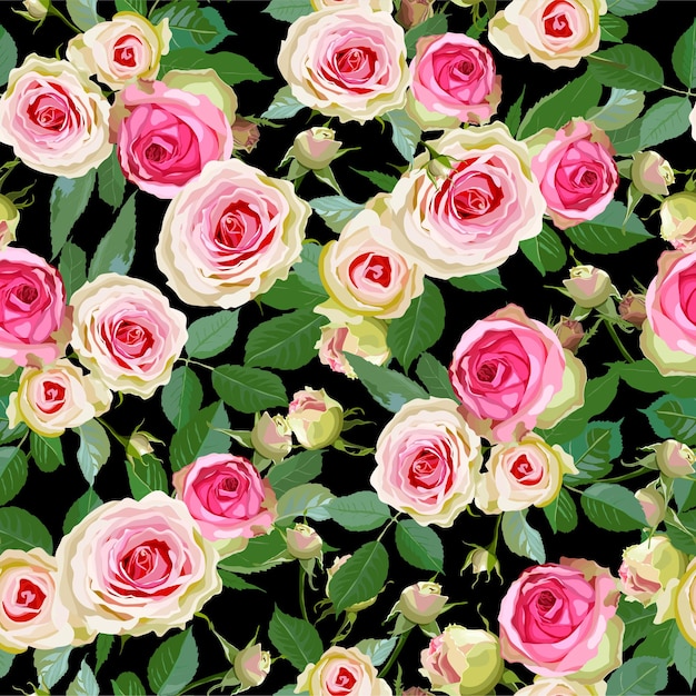 Patrón sin fisuras con Hortensia Flores y hojas Fondo floral