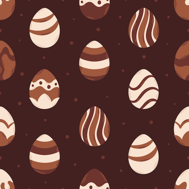 Patrón sin fisuras de huevos de chocolate. Felices Pascuas. dulces de Pascua.