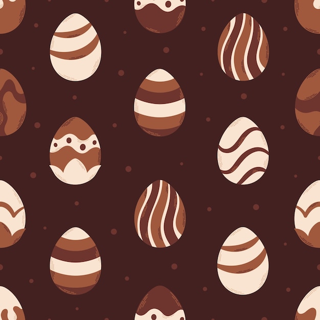 Vector patrón sin fisuras de huevos de chocolate. felices pascuas. dulces de pascua.