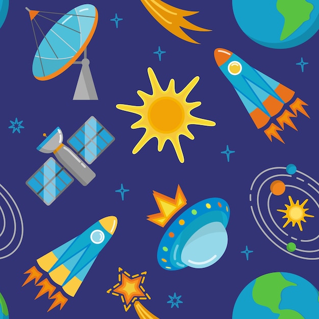 Patrón sin fisuras con los iconos de espacio