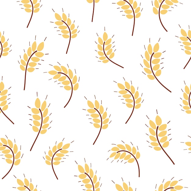 Patrón sin fisuras con la ilustración de vector de espigas de trigo