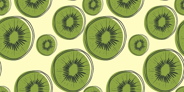 Vector patrón sin fisuras de impresión de kiwi para menú de tela textil de libro de cocina de banner de fondo de papel tapiz