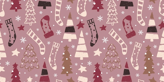 Un patrón sin fisuras de invierno y Navidad alegres