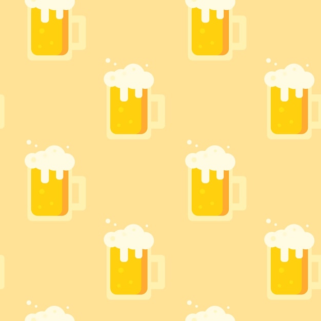 Patrón sin fisuras de jarras de cerveza sobre un fondo claro