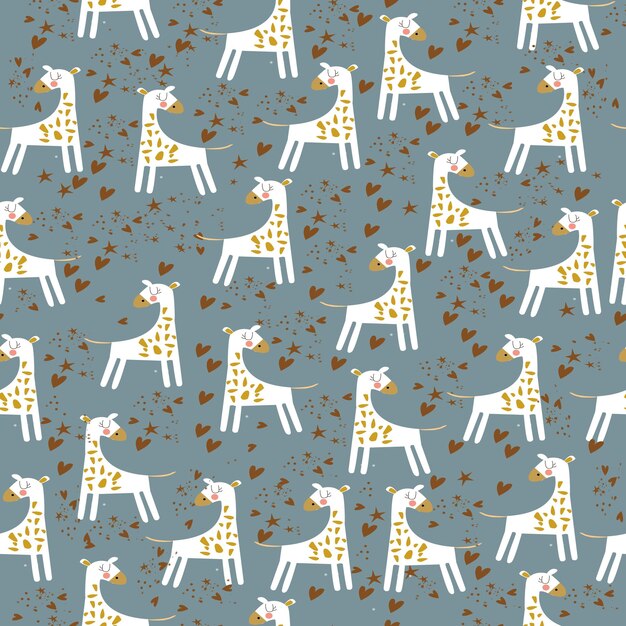 Patrón sin fisuras con jirafa. Ilustración infantil vectorial.