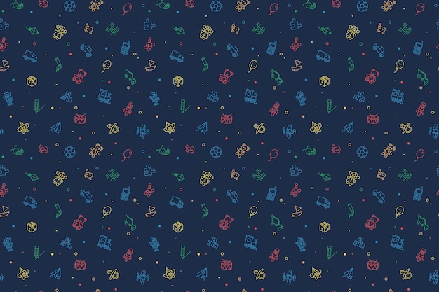 Patrón sin fisuras de juguetes para niños. Fondo de bebé, ilustración vectorial.