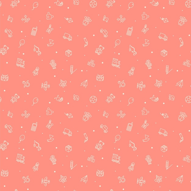 Patrón sin fisuras de juguetes para niños. Fondo de bebé, ilustración vectorial.
