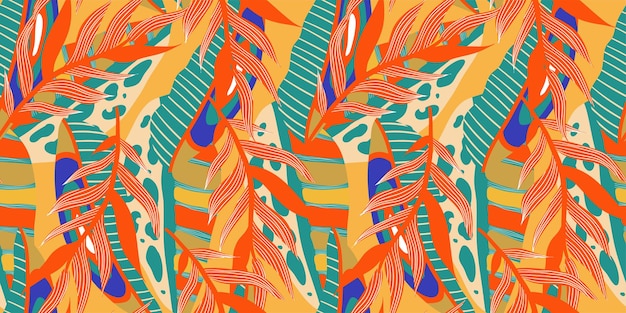 Patrón sin fisuras de la jungla boho estética para el diseño de impresión Fondo floral tropical tropical boho Patrón de jungla floral exótico moderno Textura geométrica Diseño de impresión