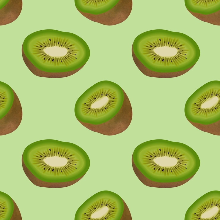 Vector patrón sin fisuras con kiwi maduro fresco realista.