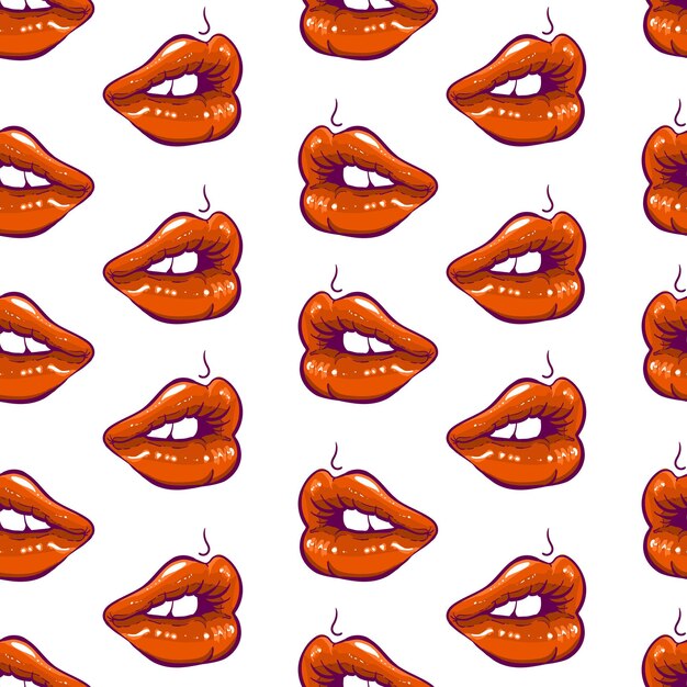Patrón sin fisuras de labios rojos lindos