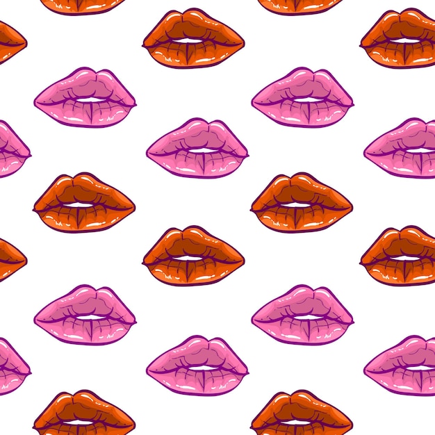 Patrón sin fisuras de labios rojos y rosados