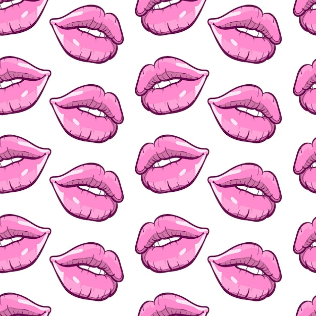 Patrón sin fisuras de labios rosados