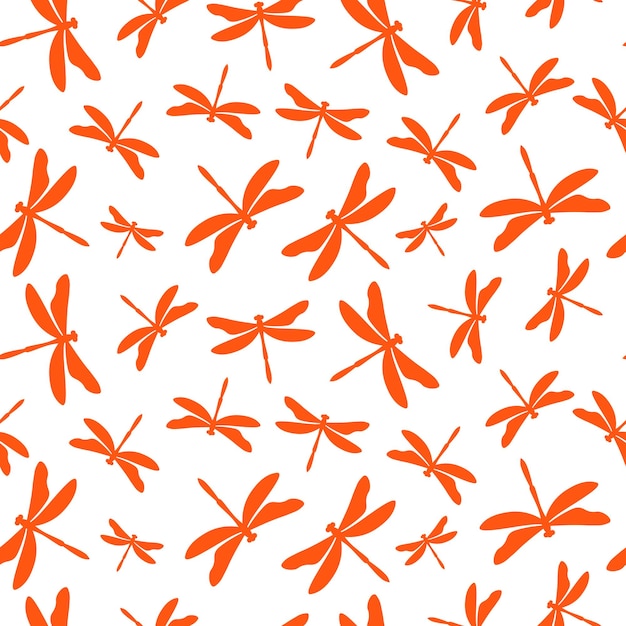 Patrón sin fisuras con libélula naranja