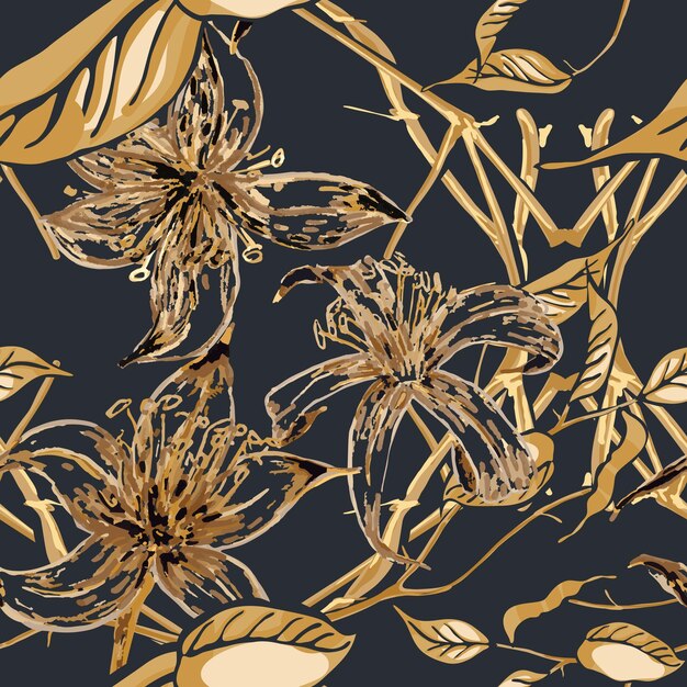Patrón sin fisuras de limón. Estampado de cítricos de verano vectorial. Fondo moderno dibujado a mano. Cal marcador simple. Ilustración botánica. Motivo de limón psicodélico. Oro amarillo