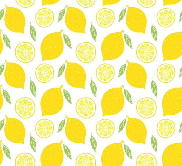 Patrón sin fisuras de limones dibujados a mano