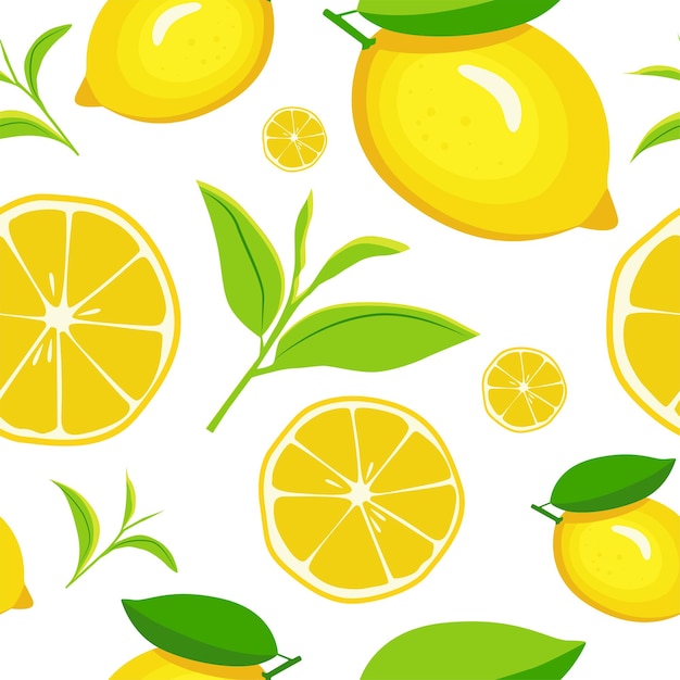 Patrón sin fisuras con limones en estilo de dibujos animados