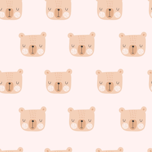 Patrón sin fisuras con linda cara oso ilustraciones vectoriales
