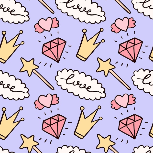 patrón sin fisuras con lindo doodle ilustraciones aisladas.