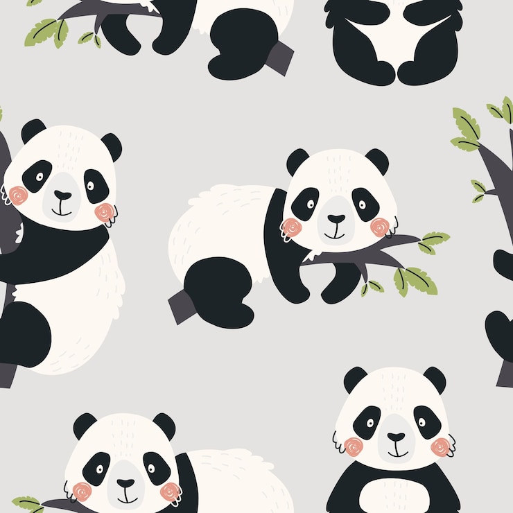 Patrón sin fisuras con un lindo panda sobre un fondo de color Ilustración vectorial para imprimir
