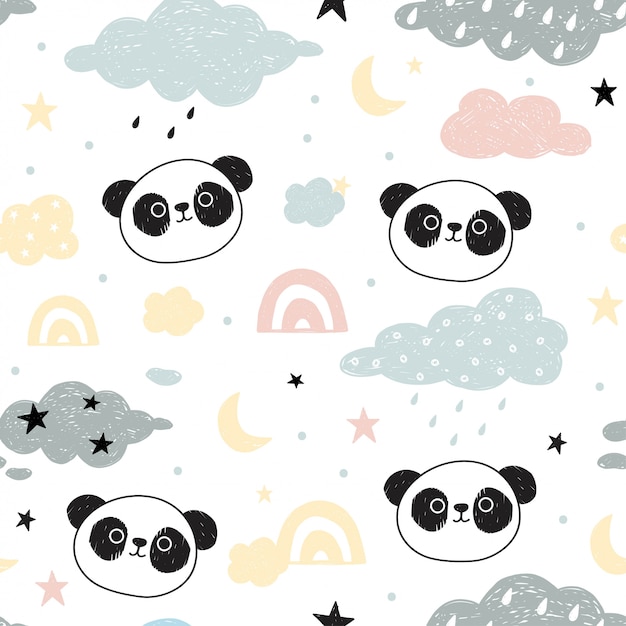 Patrón sin fisuras con lindo panda.