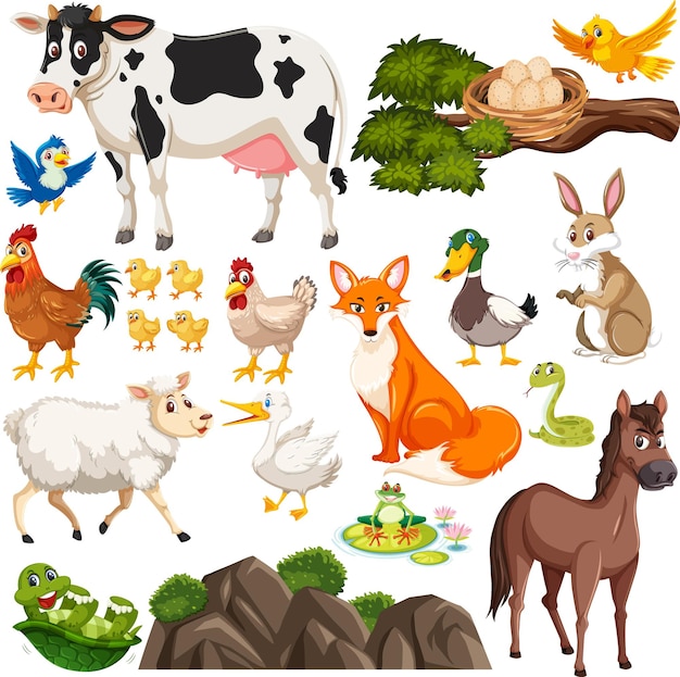 Patrón sin fisuras con lindos animales salvajes sobre fondo blanco