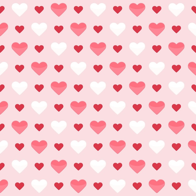 Patrón sin fisuras con lindos corazones de colores sobre un rosa. Ilustración vectorial