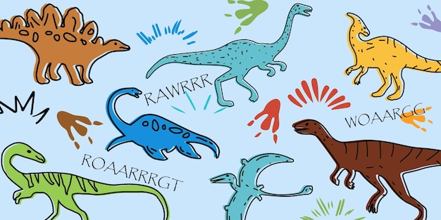 Patrón sin fisuras con lindos dinosaurios adorables para juguetes de papel tapiz textiles para niños