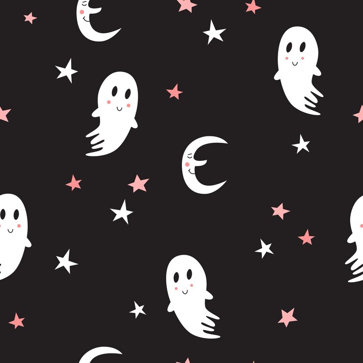 Patrón sin fisuras con lindos fantasmas. Diseño de Halloween para tela y papel, texturas superficiales.