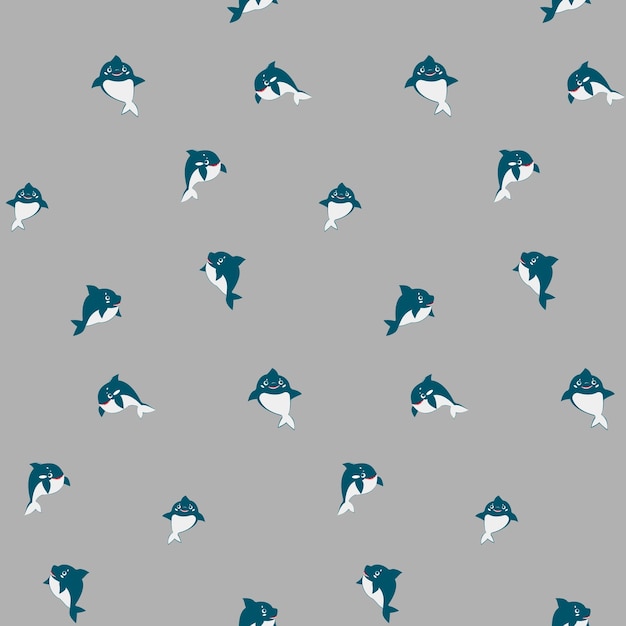 Patrón sin fisuras con lindos tiburones Vector fondo plano