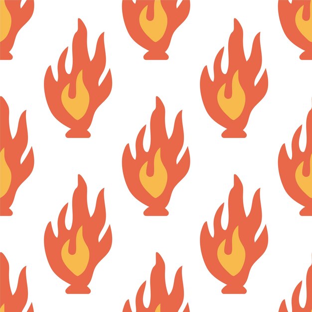 Patrón sin fisuras con llamas y fuego Fondo psicodélico de verano en estilo retro y hippie