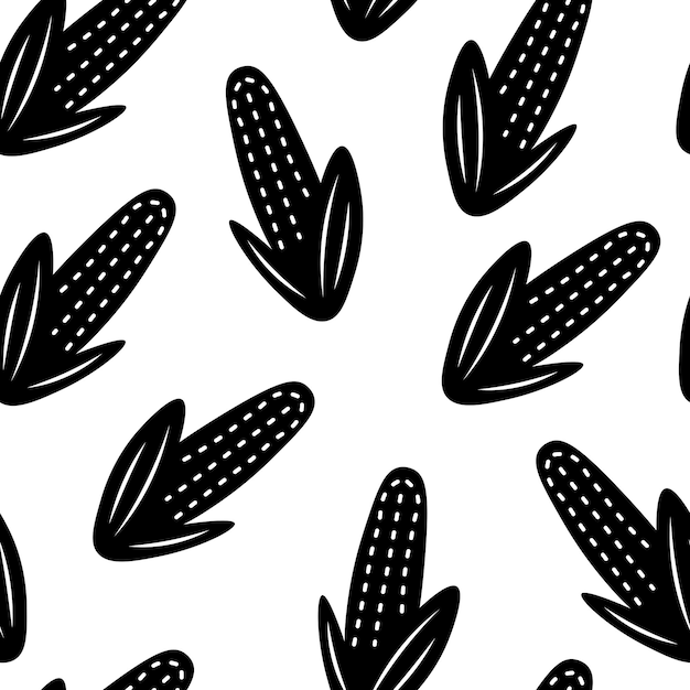 Patrón sin fisuras de maíz en estilo doodle