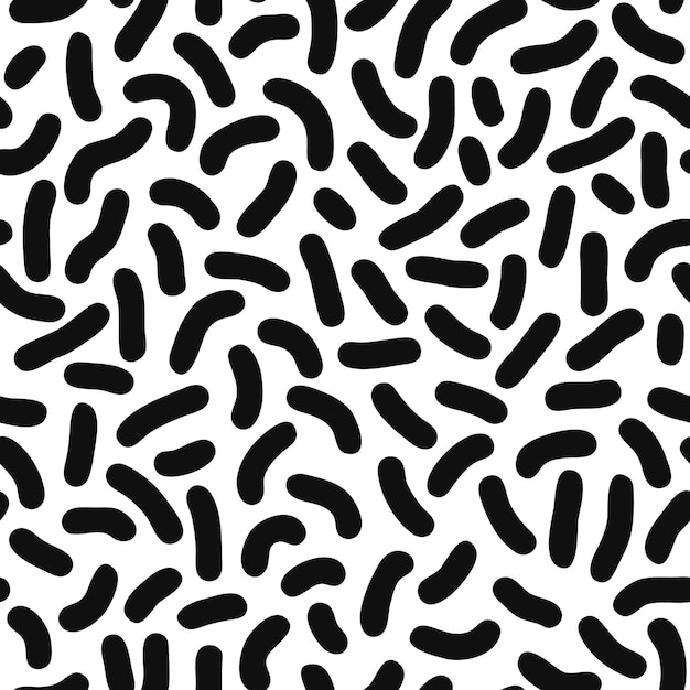 Patrón sin fisuras, manchas negras abstractas, fondo de vector