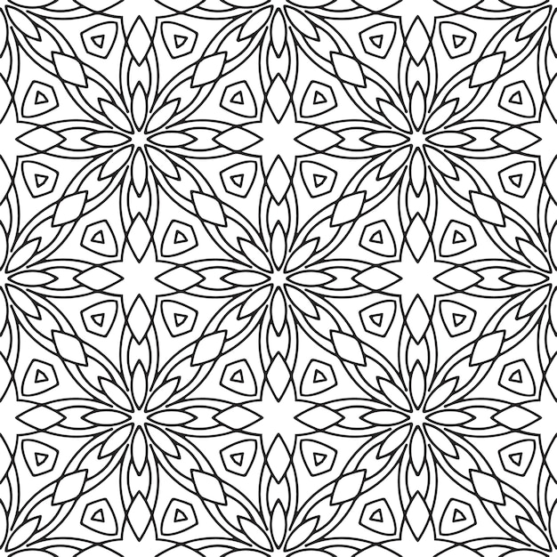 Patrón sin fisuras de mandala ornamental blanco y negro