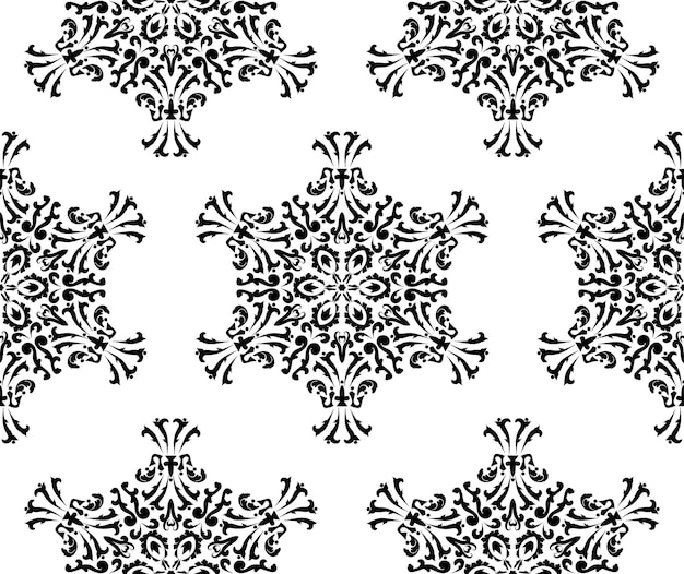 Patrón sin fisuras con mandalas florales Patrón oriental con adornos redondos Blanco y negro