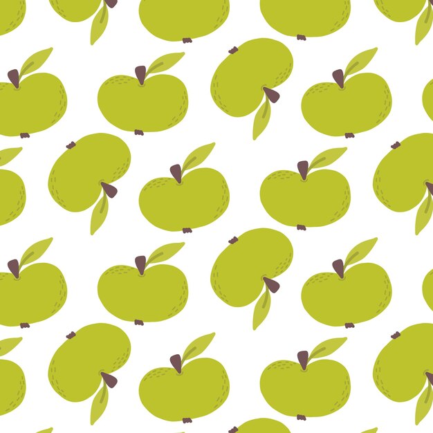 Patrón sin fisuras con manzana verde Ilustración vectorial Estilo plano