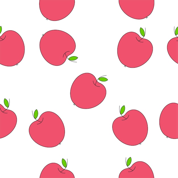 Patrón sin fisuras de manzanas rojas sobre un fondo blanco Ilustración vectorial