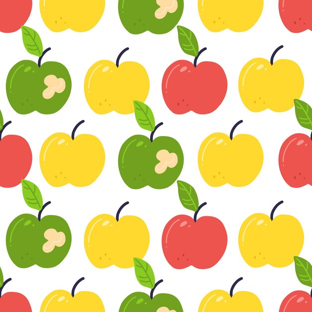 Patrón sin fisuras con manzanas sobre un fondo blanco Ilustración vectorial