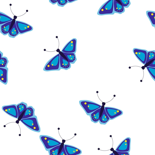 Patrón sin fisuras con mariposas ilustración de vector de estilo plano