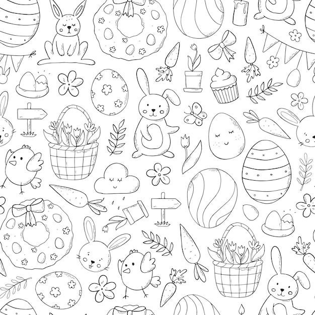 Patrón sin fisuras monocromo de Pascua