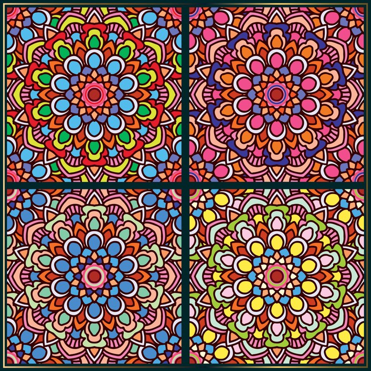 Patrón sin fisuras con motivos florales étnicos mandala arte