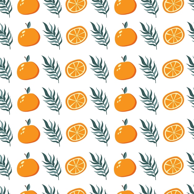 Patrón sin fisuras con naranjas y hojas