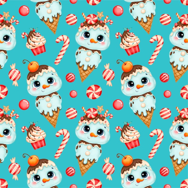 Patrón sin fisuras de Navidad de dibujos animados lindo