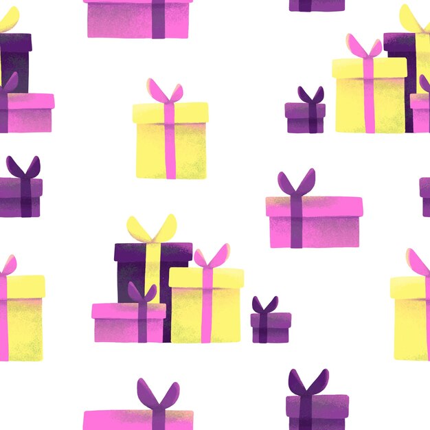 Patrón sin fisuras de Navidad. Regalos coloridos.