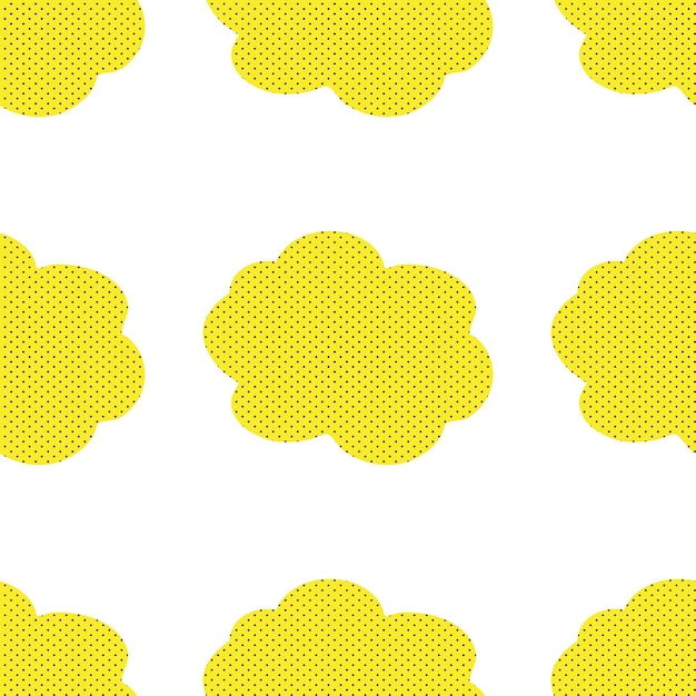 Patrón sin fisuras con nubes amarillas de arte pop