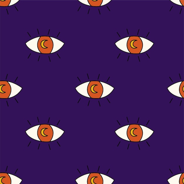 Patrón sin fisuras de ojo retro de halloween