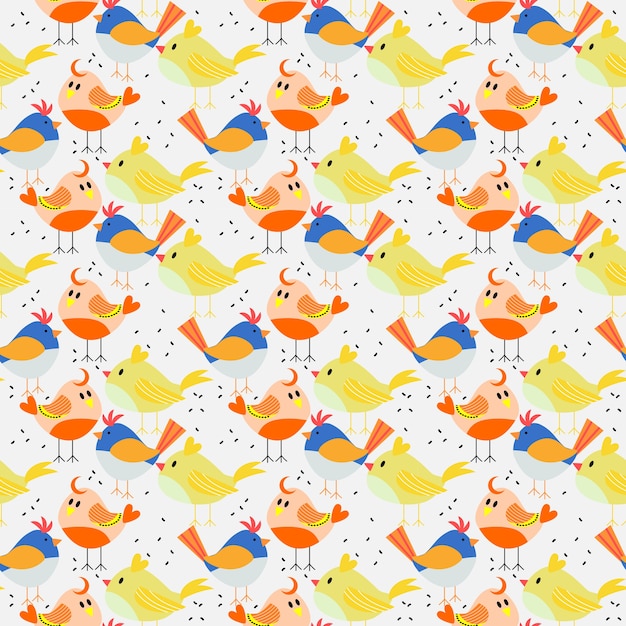Patrón sin fisuras de pájaros coloridos
