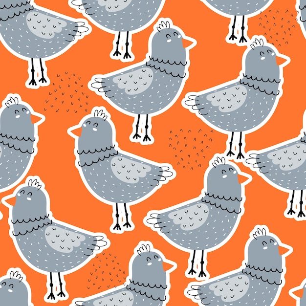 Patrón sin fisuras con pájaros de dibujos animados